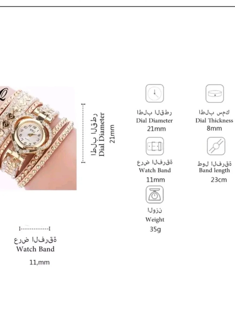 Rose Gold Heart Wrap Watch Bracelet - Women Accessories